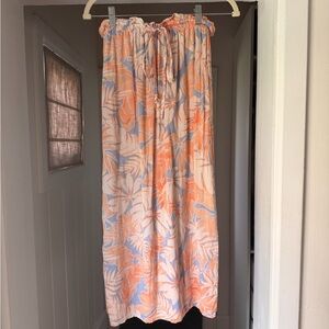 Pink blush maternity Floral Drawstring mid  Skirt in Peach & Dusty Blue